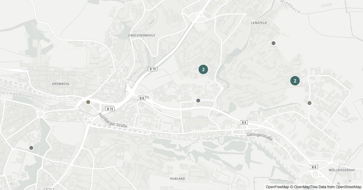 Karte mit 12 Polizeimeldungen aus Lengfeld (Würzburg) aus den letzten 90 Tagen