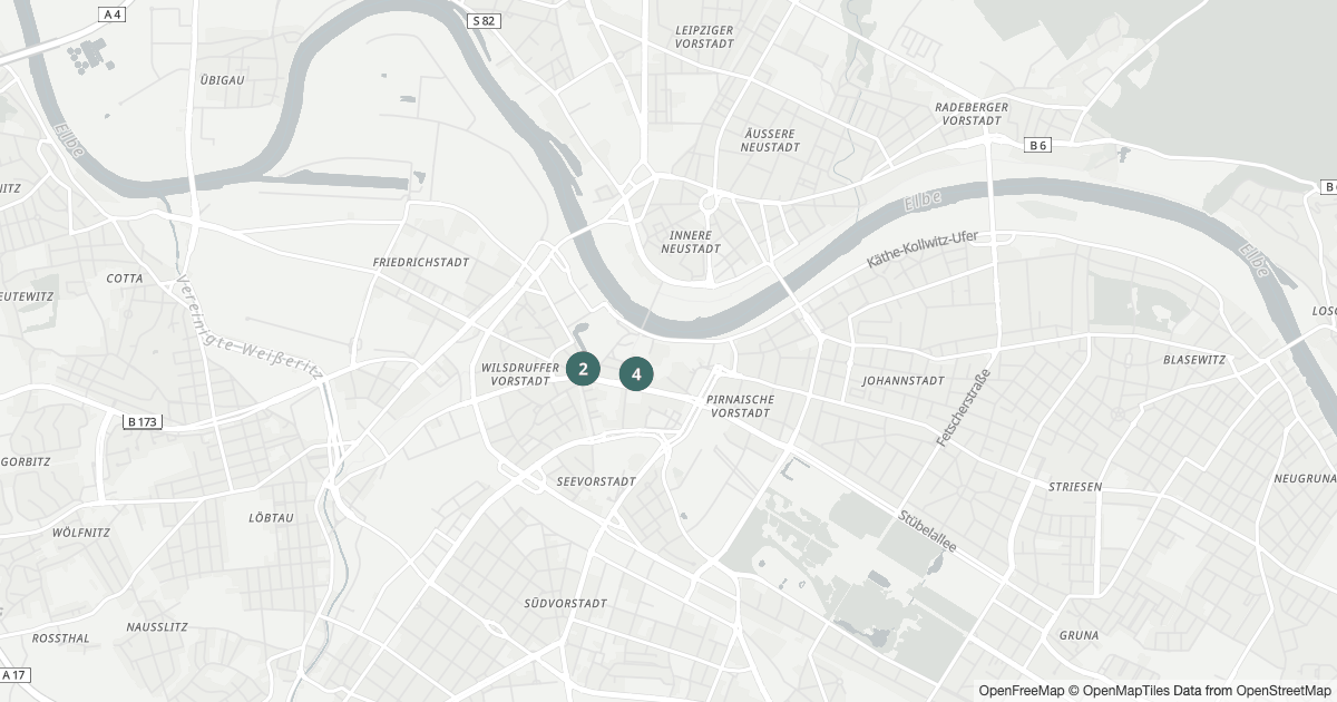 Polizeimeldungen Altstadt — Karte Karte mit 11 Polizeimeldungen aus Altstadt (Dresden) aus den letzten 90 Tagen