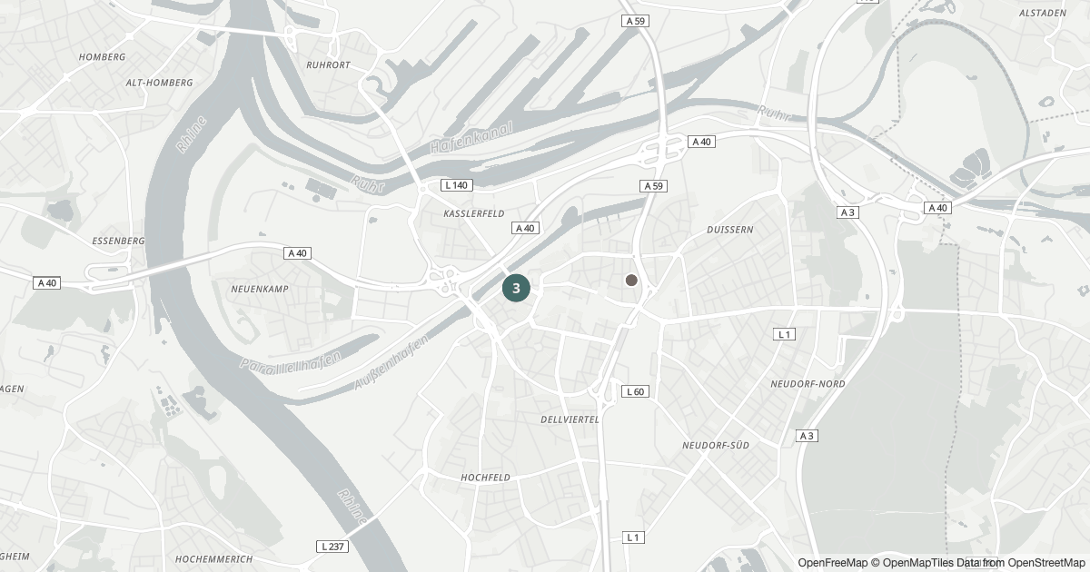 Polizeimeldungen Altstadt — Karte Karte mit 9 Polizeimeldungen aus Altstadt (Duisburg) aus den letzten 90 Tagen