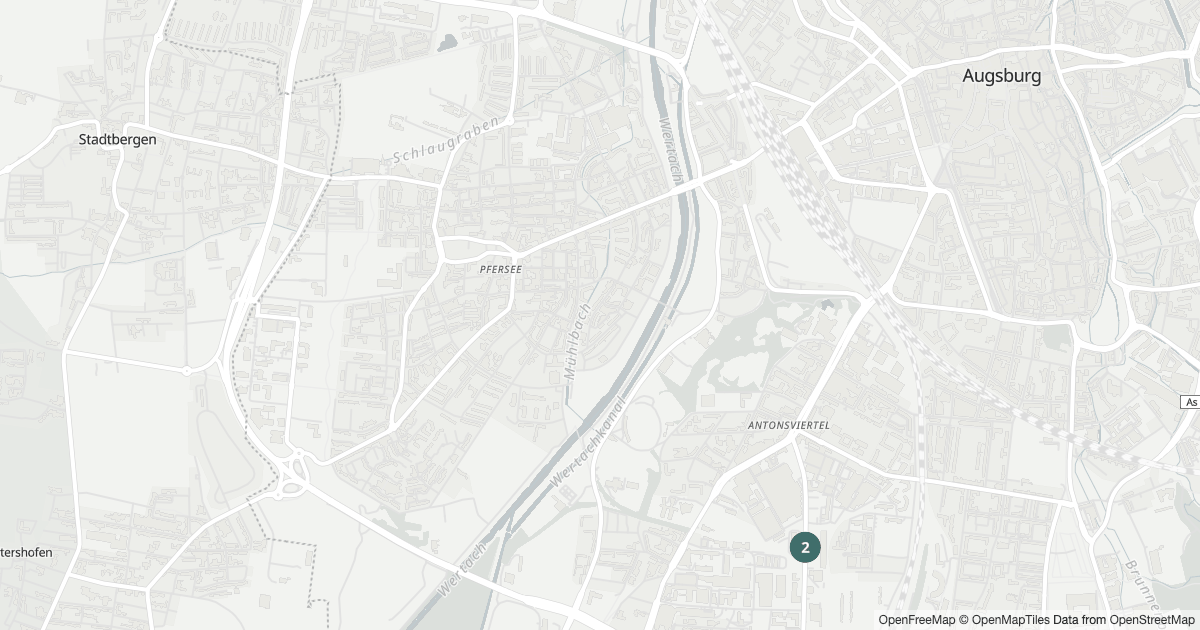 Polizeimeldungen Antonsviertel — Karte Karte mit 19 Polizeimeldungen aus Antonsviertel (Augsburg) aus den letzten zwölf Monaten