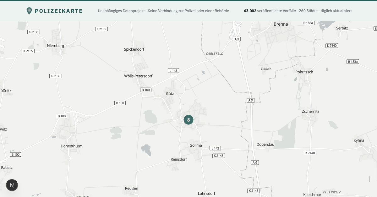 Polizeibericht Landsberg — Karte Karte mit 40 Polizeimeldungen aus Landsberg aus den letzten zwölf Monaten