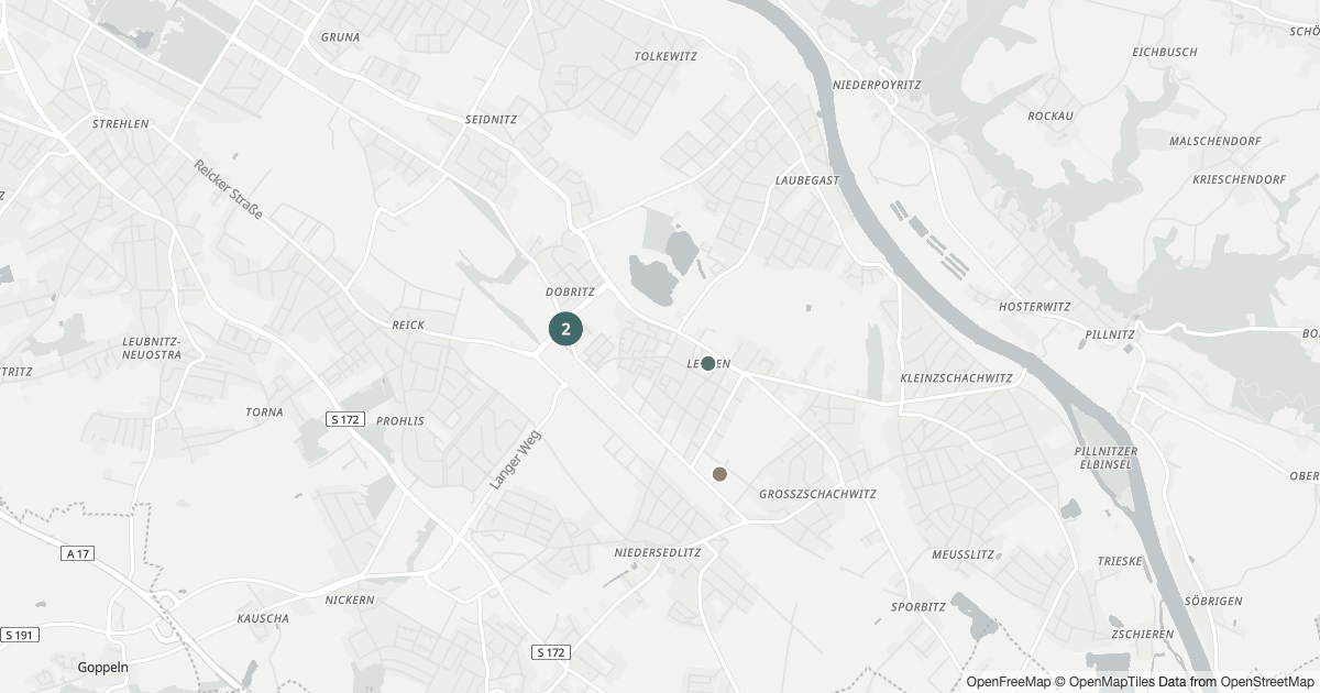 Polizeimeldungen Leuben — Karte Karte mit 27 Polizeimeldungen aus Leuben (Dresden) aus den letzten zwölf Monaten