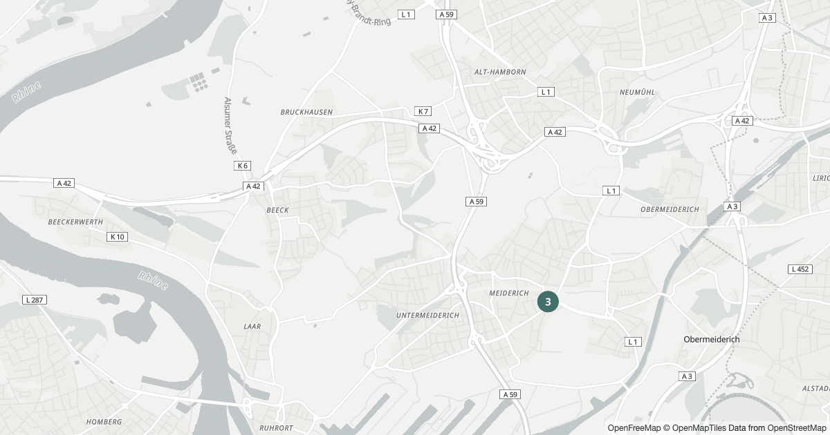 Karte mit 9 Polizeimeldungen aus Mittelmeiderich (Duisburg) aus den letzten 90 Tagen