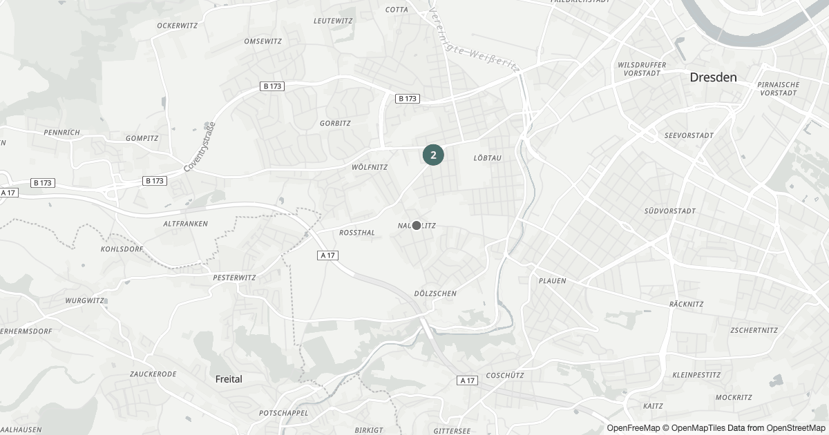 Polizeimeldungen Naußlitz — Karte Karte mit 11 Polizeimeldungen aus Naußlitz (Dresden) aus den letzten zwölf Monaten