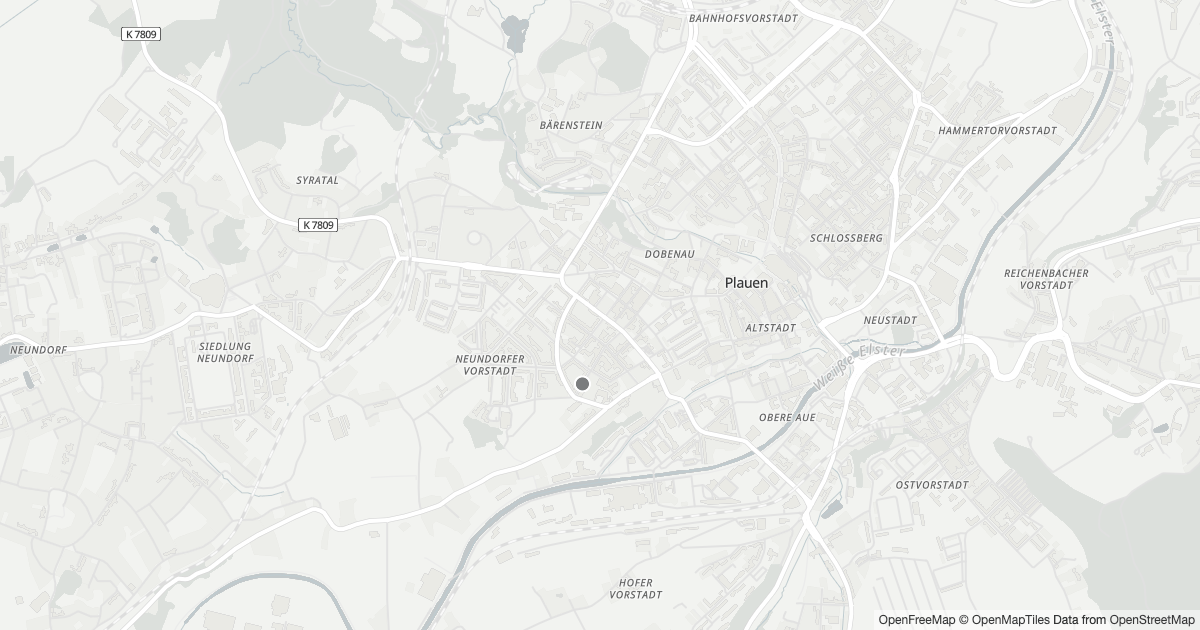 Karte mit 16 Polizeimeldungen aus Neundorfer Vorstadt (Plauen) aus den letzten zwölf Monaten