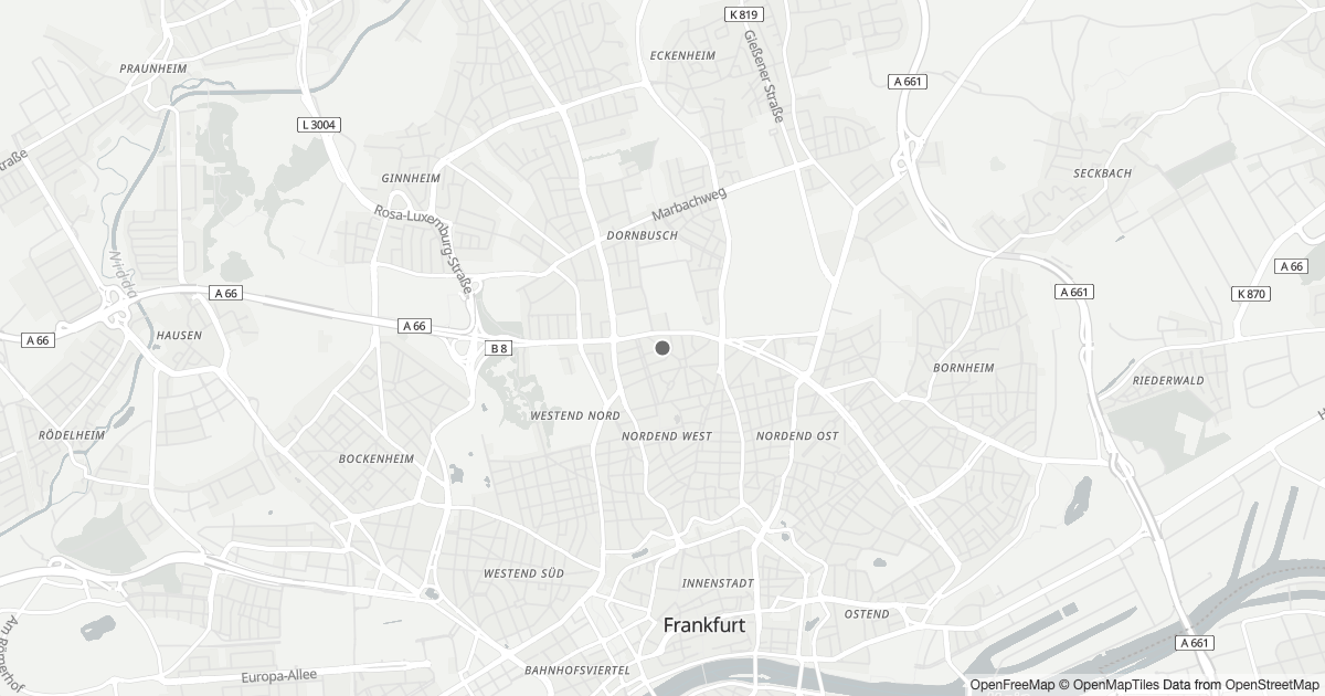 Karte mit 12 Polizeimeldungen aus Nordend (Frankfurt am Main) aus den letzten 90 Tagen