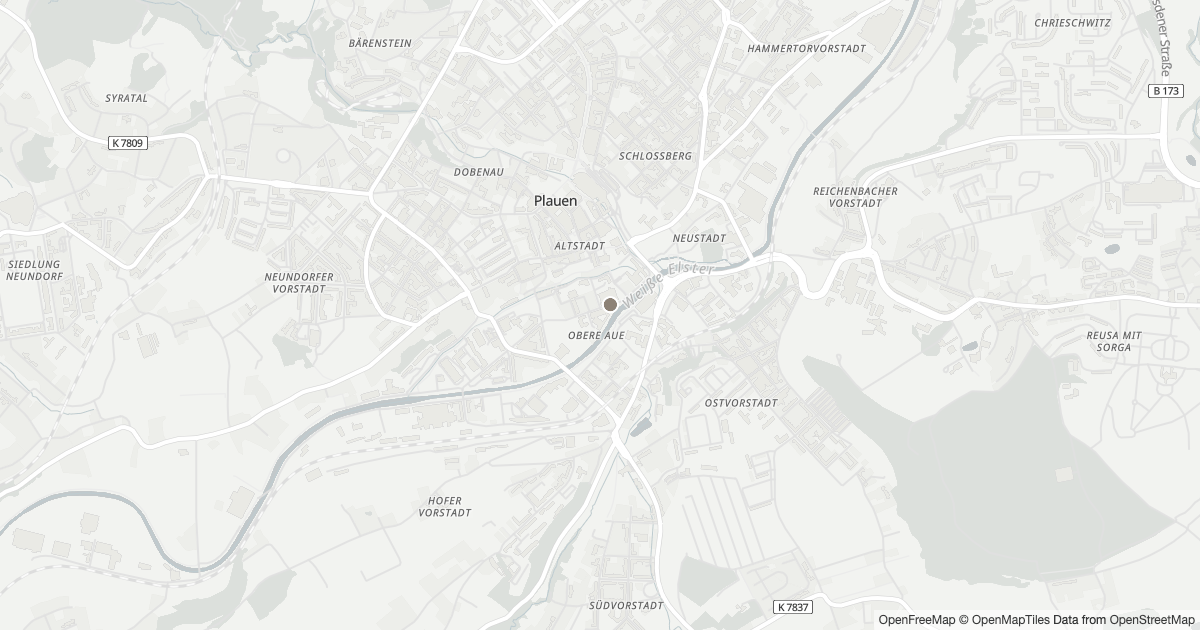 Polizeimeldungen Obere Aue — Karte Karte mit 3 Polizeimeldungen aus Obere Aue (Plauen) aus den letzten zwölf Monaten
