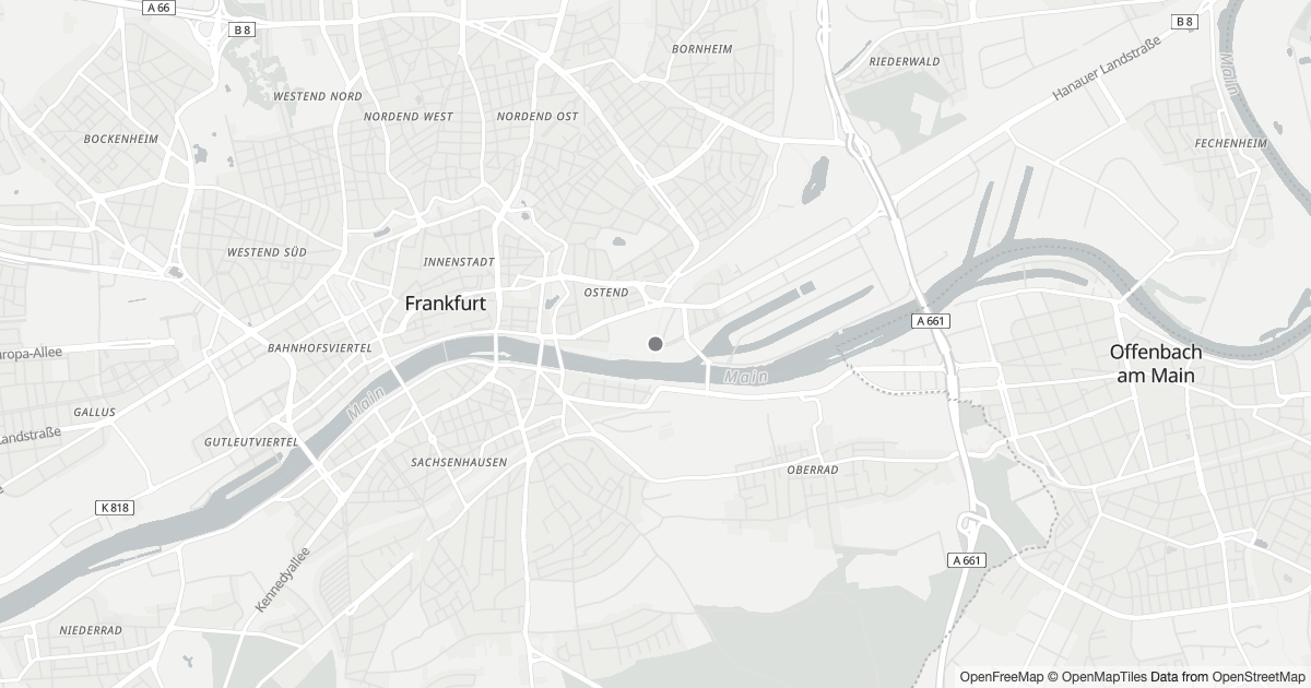Polizeimeldungen Ostend — Karte Karte mit 9 Polizeimeldungen aus Ostend (Frankfurt am Main) aus den letzten 90 Tagen