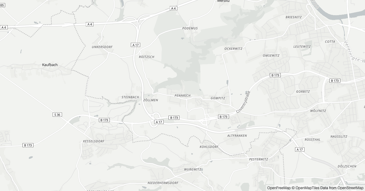Karte mit 5 Polizeimeldungen aus Pennrich (Dresden) aus den letzten zwölf Monaten