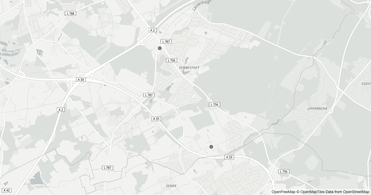 Polizeimeldungen Sennestadt — Karte Karte mit 9 Polizeimeldungen aus Sennestadt (Bielefeld) aus den letzten 90 Tagen