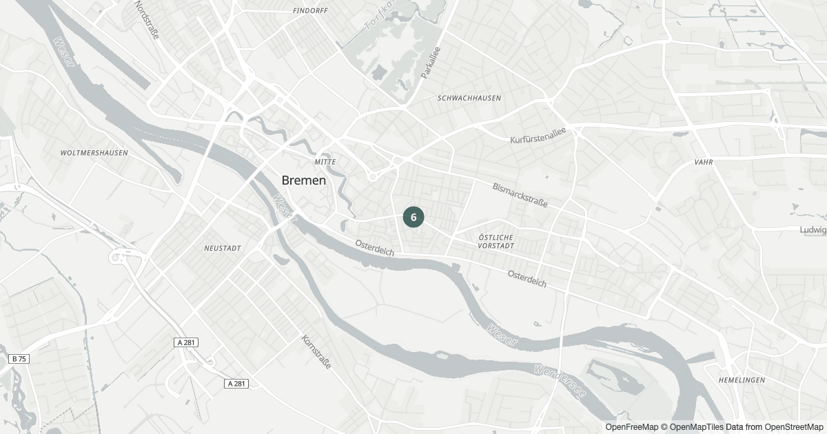 Polizeimeldungen Steintor — Karte Karte mit 9 Polizeimeldungen aus Steintor (Bremen) seit dem 4. August 2026
