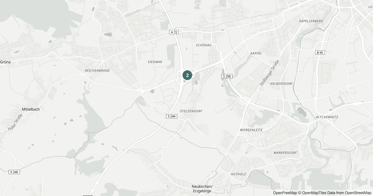 Polizeimeldungen Stelzendorf — Karte Karte mit 11 Polizeimeldungen aus Stelzendorf (Chemnitz) aus den letzten zwölf Monaten