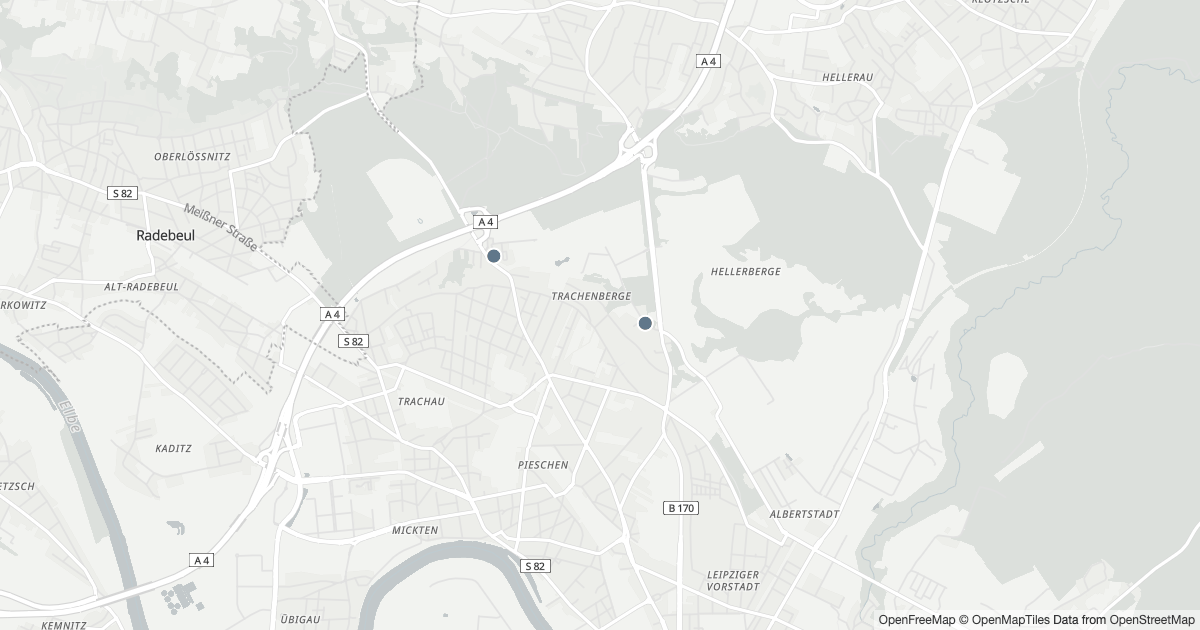 Polizeimeldungen Trachenberge — Karte Karte mit 7 Polizeimeldungen aus Trachenberge (Dresden) aus den letzten zwölf Monaten
