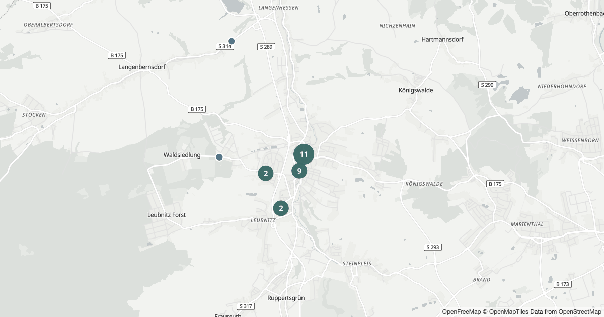 Polizeibericht Werdau — Karte Karte mit 34 Polizeimeldungen aus Werdau aus den letzten 90 Tagen