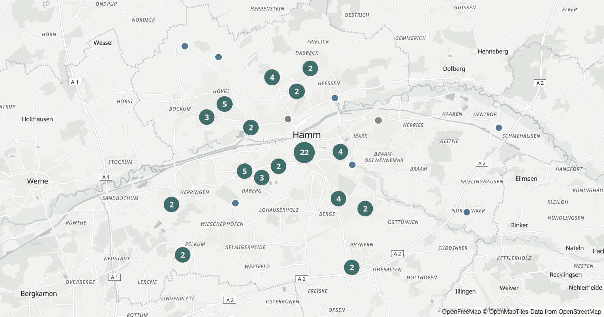 Polizeimeldung Hamm — Karte Karte mit 241 Polizeimeldungen aus Hamm aus den letzten 90 Tagen