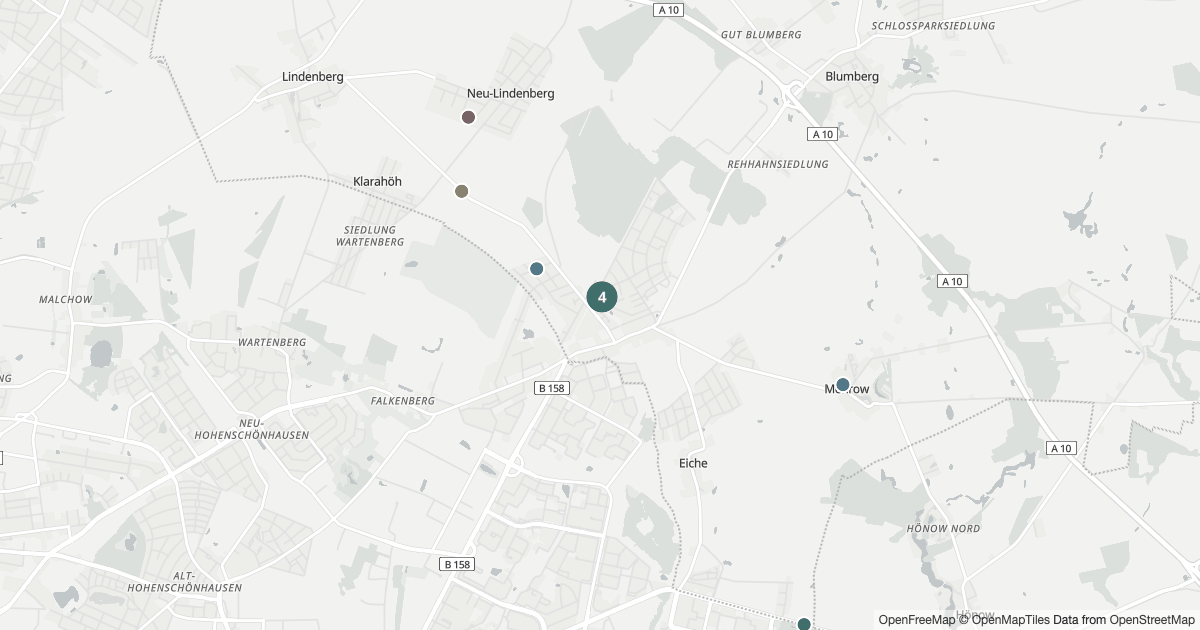 Karte mit 95 Polizeimeldungen aus Ahrensfelde aus den letzten zwölf Monaten