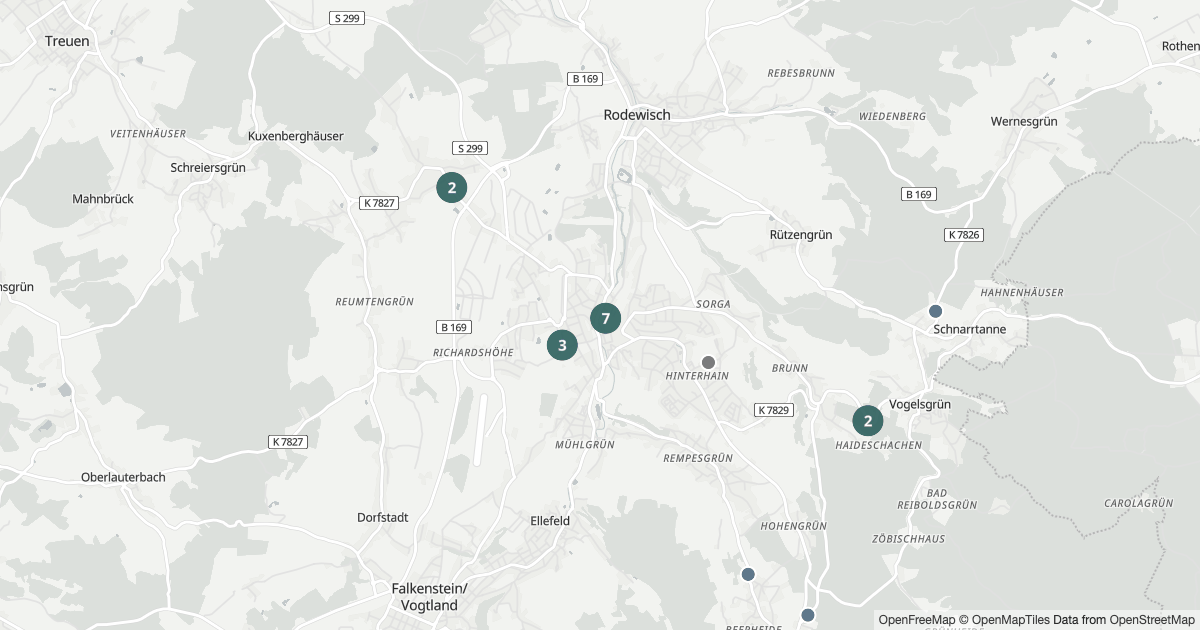 Polizeimeldungen Auerbach — Karte Karte mit 25 Polizeimeldungen aus Auerbach aus den letzten 90 Tagen