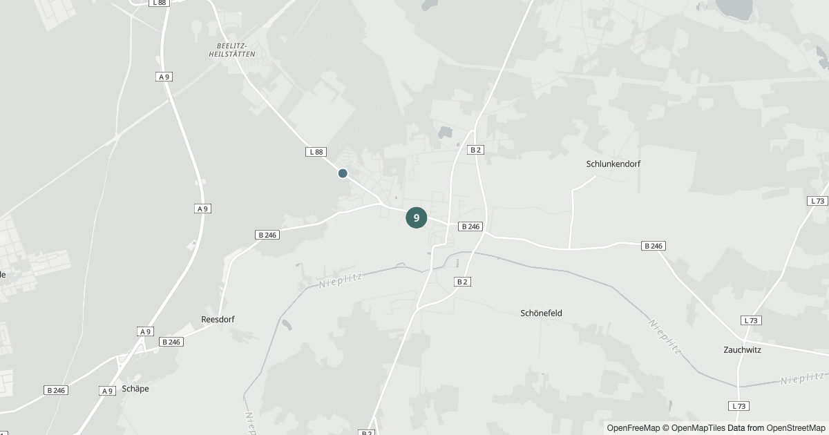 Polizeimeldungen Beelitz — Karte Karte mit 27 Polizeimeldungen aus Beelitz aus den letzten 90 Tagen