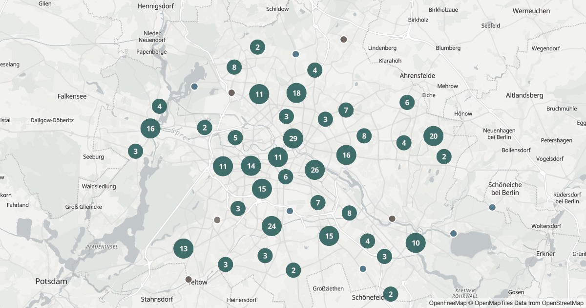 Polizeimeldungen Berlin — Karte Karte mit 402 Polizeimeldungen aus Berlin aus den letzten 90 Tagen