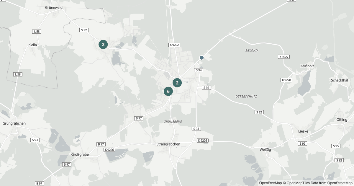 Karte mit 51 Polizeimeldungen aus Bernsdorf aus den letzten zwölf Monaten