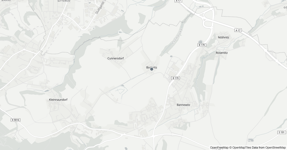 Polizeimeldungen Boderitz — Karte Karte mit 6 Polizeimeldungen aus Boderitz (Bannewitz) aus den letzten zwölf Monaten