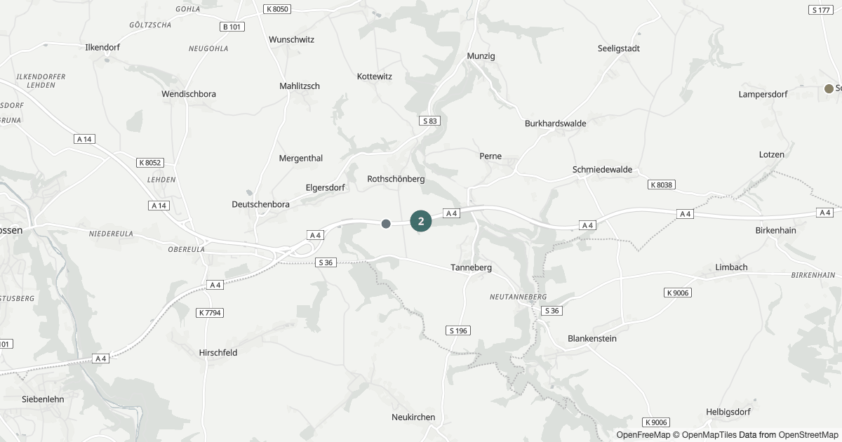 Karte mit 86 Polizeimeldungen aus Klipphausen aus den letzten zwölf Monaten