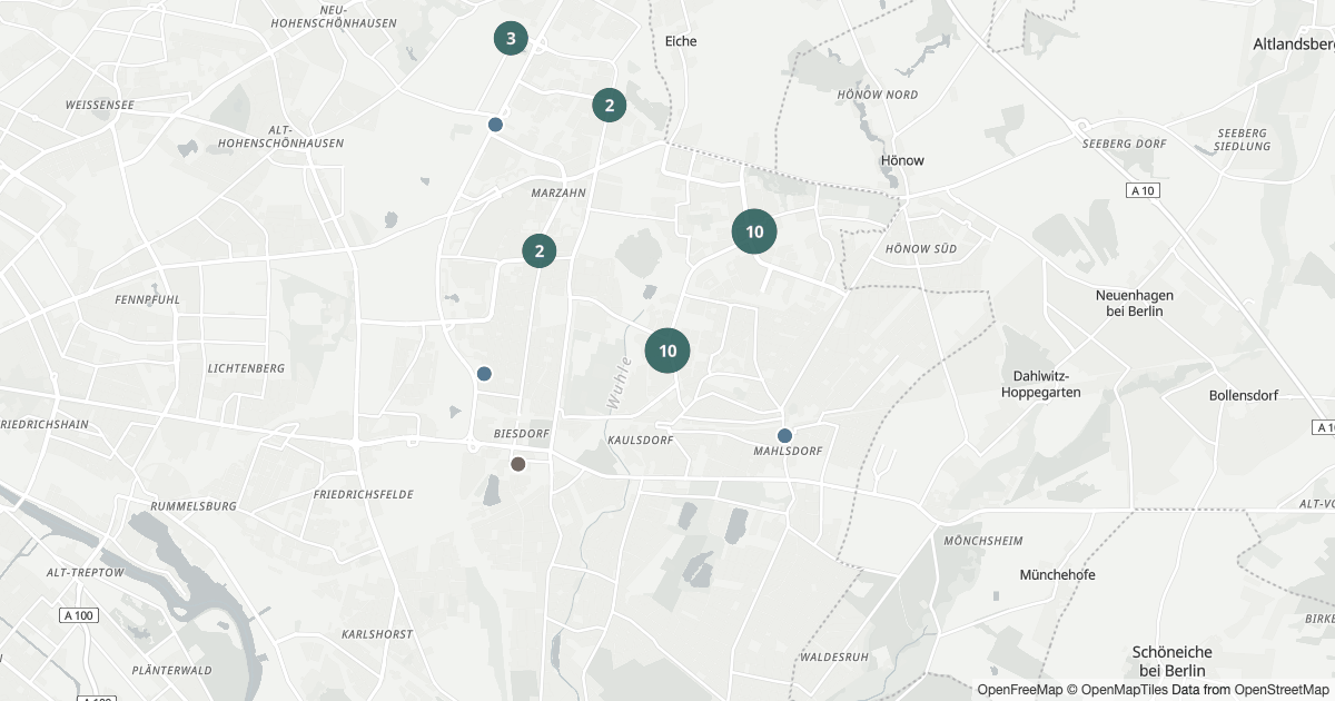 Polizeimeldungen Marzahn-Hellersdorf — Karte Karte mit 35 Polizeimeldungen aus Marzahn-Hellersdorf (Berlin) aus den letzten 90 Tagen