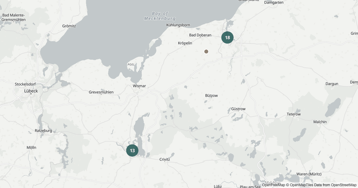 Polizeimeldungen Mecklenburg-Vorpommern — Karte Karte von Mecklenburg-Vorpommern mit 131 Polizeimeldungen aus den letzten 90 Tagen