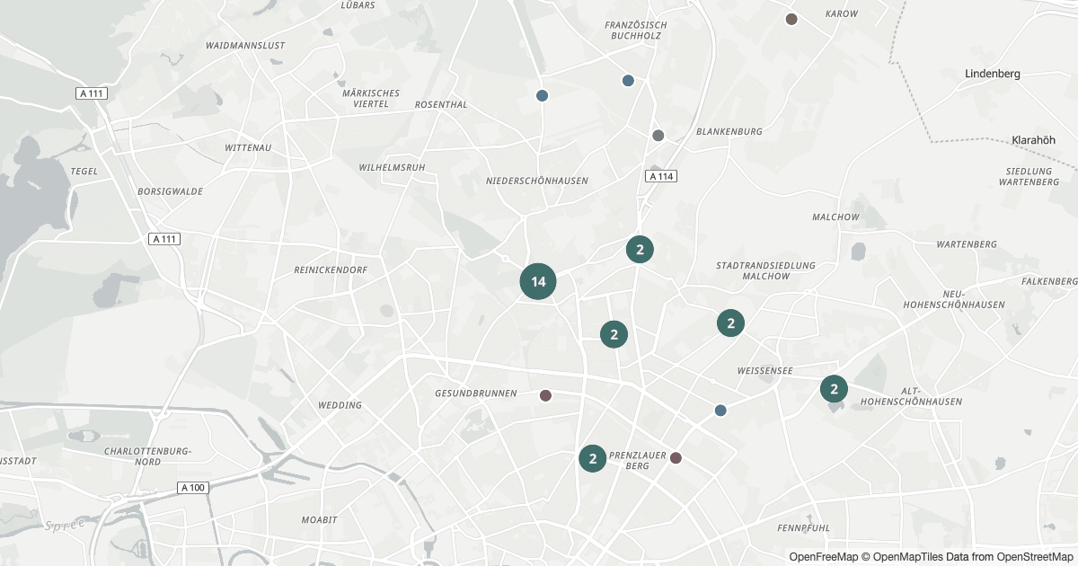 Polizeimeldungen Pankow — Karte Karte mit 37 Polizeimeldungen aus Pankow (Berlin) aus den letzten 90 Tagen