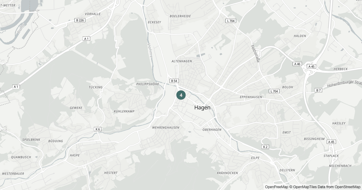 Karte mit 12 Polizeimeldungen aus Mittelstadt (Hagen) seit dem 7. August 2026