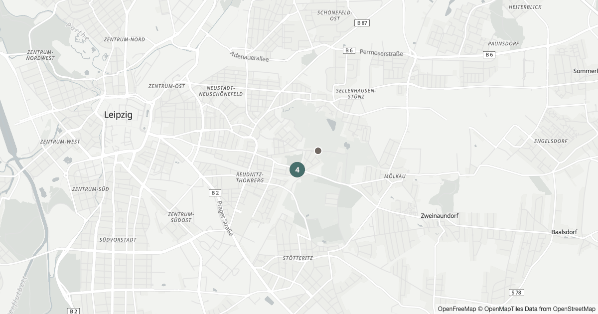 Karte mit 5 Polizeimeldungen aus Anger-Crottendorf (Leipzig) aus den letzten 90 Tagen