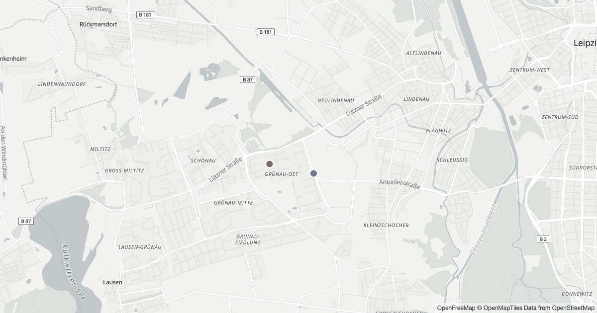 Polizeimeldungen Grünau-Ost — Karte Karte mit 5 Polizeimeldungen aus Grünau-Ost (Leipzig) aus den letzten zwölf Monaten