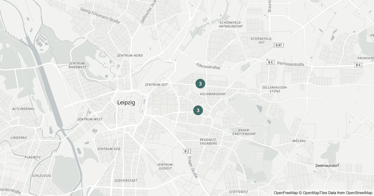 Polizeimeldungen Neustadt-Neuschönefeld — Karte Karte mit 7 Polizeimeldungen aus Neustadt-Neuschönefeld (Leipzig) aus den letzten 90 Tagen