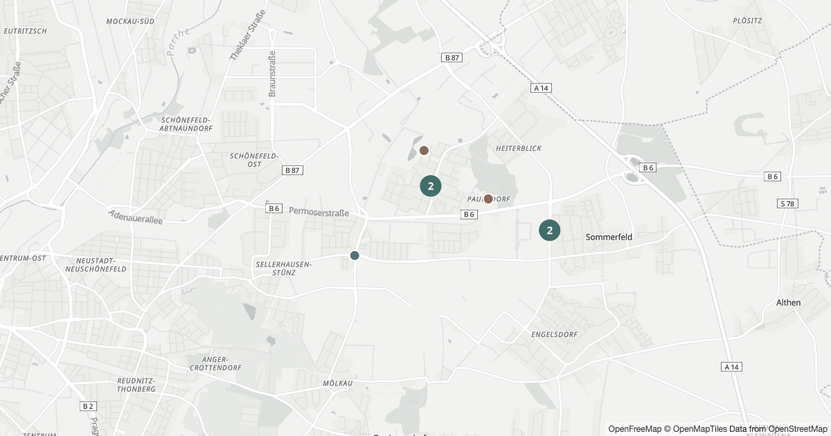 Karte mit 7 Polizeimeldungen aus Paunsdorf (Leipzig) aus den letzten 90 Tagen