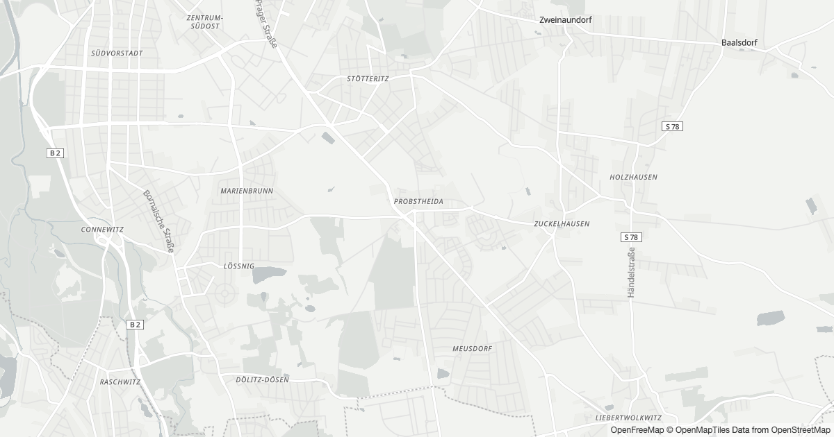 Polizeimeldungen Probstheida — Karte Karte mit 14 Polizeimeldungen aus Probstheida (Leipzig) aus den letzten zwölf Monaten