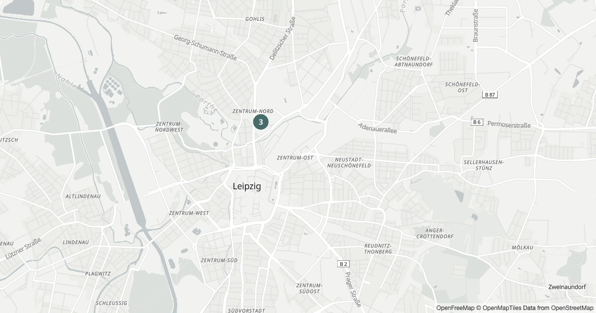 Polizeimeldungen Zentrum-Nord — Karte Karte mit 12 Polizeimeldungen aus Zentrum-Nord (Leipzig) aus den letzten zwölf Monaten