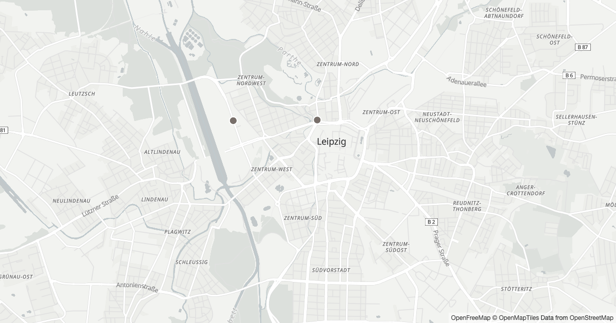 Polizeimeldungen Zentrum-Nordwest — Karte Karte mit 5 Polizeimeldungen aus Zentrum-Nordwest (Leipzig) aus den letzten 90 Tagen