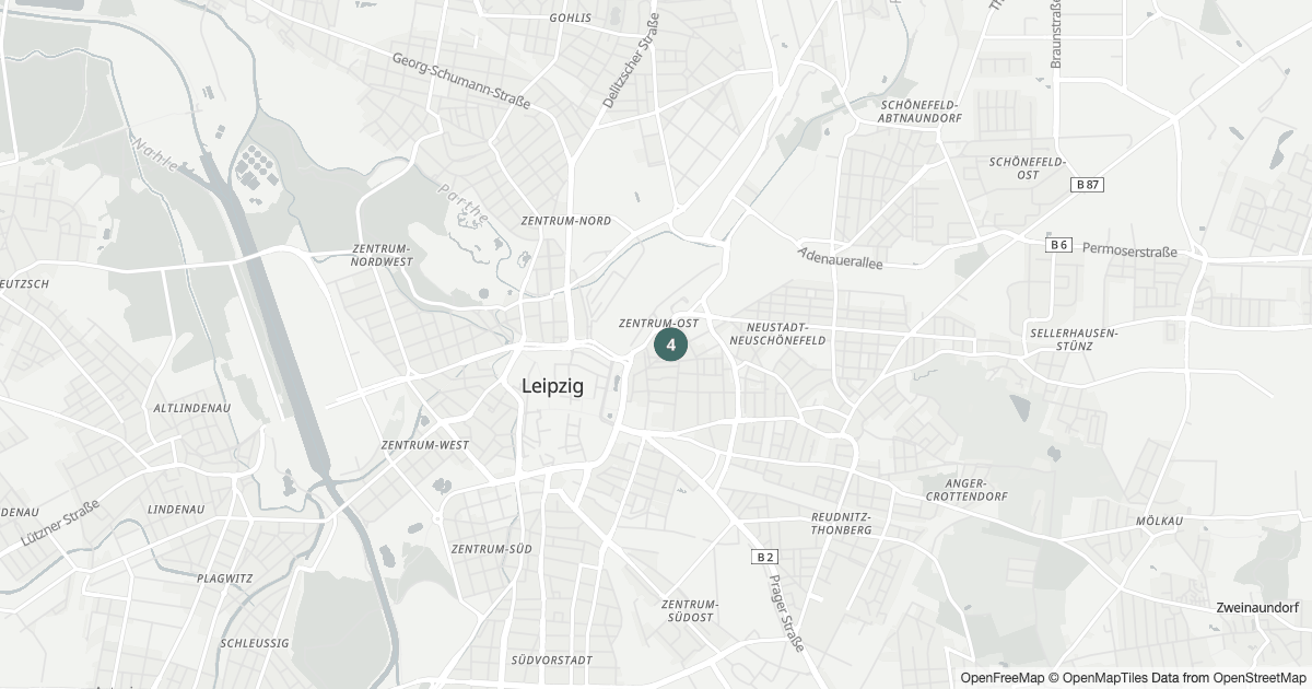 Polizeimeldungen Zentrum-Ost — Karte Karte mit 14 Polizeimeldungen aus Zentrum-Ost (Leipzig) aus den letzten zwölf Monaten