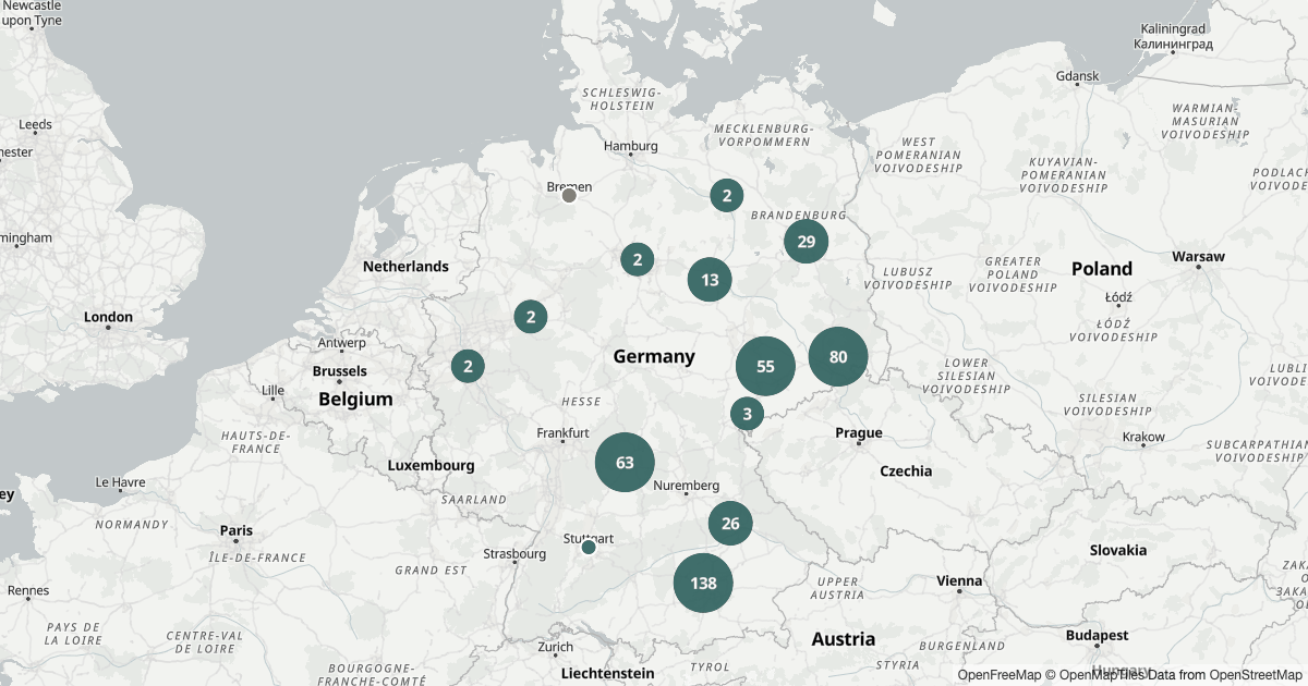 Schockanruf und Enkeltrick — Deutschlandkarte Deutschlandkarte mit 1.019 Polizeimeldungen zum Thema Schockanruf und Enkeltrick